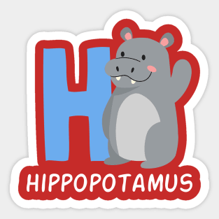 Alphabet H Hippopotamus Funny Sticker